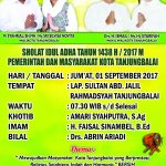 Pemerintah dan Masyarakat Kota Tanjungbalai Melaksanakan Sholat Idul Adha 1438H/2017M.