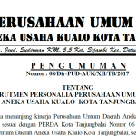 Rekrutmen Personalia Perusahaan Umum Daerah Aneka Usaha Kualo Kota Tanjungbalai