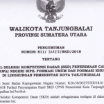 Pengumuman Hasil Seleksi Kompetensi Dasar (SKD) Penerimaan CPNS Kota Tanjungbalai Tahun 2018